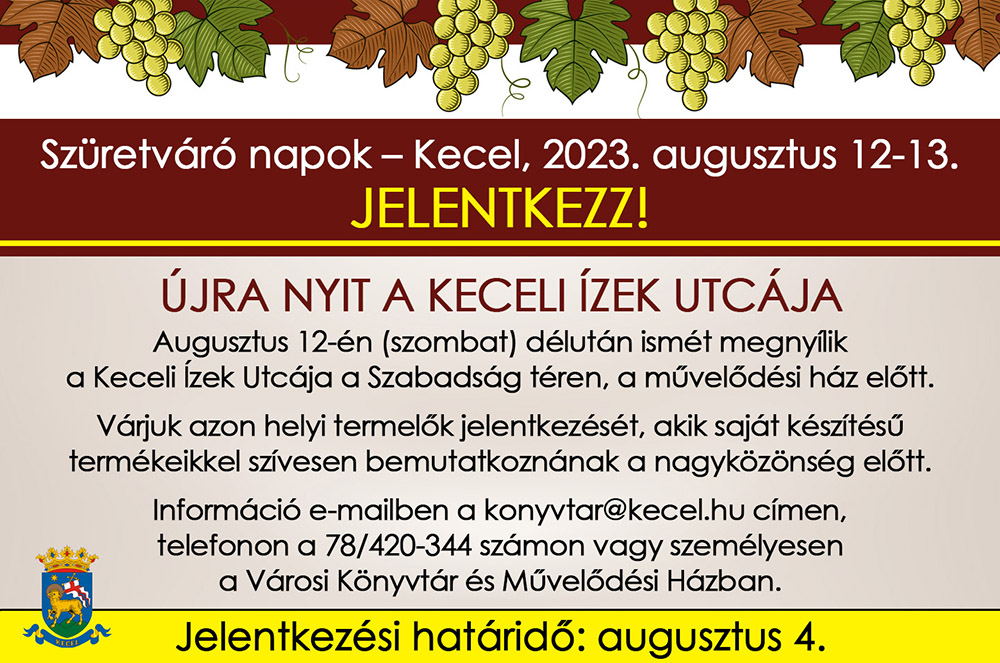 Szuretvaro felhivas 2023 Keceli izek